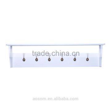 HomCom White 42" 6 Hook Hanging Entryway Shelf Wall Shelf With Hooks photo-2