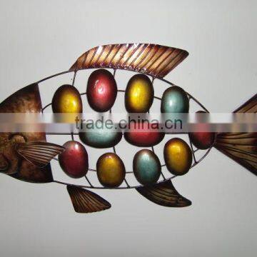Fujian Anxi crafts home ornaments, wrought Iron wall decoration art animal sculpture, metal hanging fish decoration