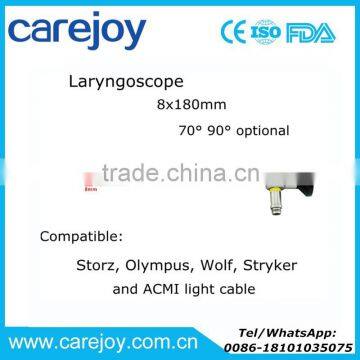 Carejoy No autoclave Rigid Laryngoscope 8*180mm Compatible Storz Stryker Wolf Olympus connector ENT for throat 70 or 90 degree