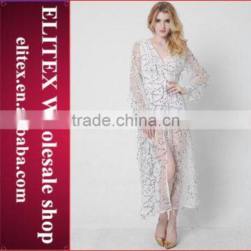 Wholesale fashion white spangle hot woman long dress party
