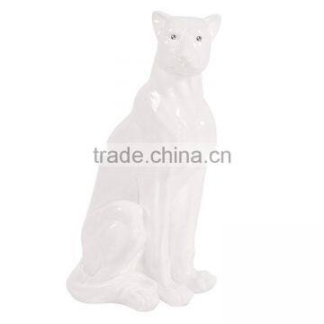 customized color glazed decorative ceramic White Leopard figurine