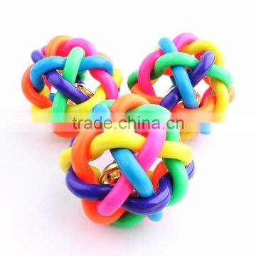 Pet toys color woven ball 7 colours bell ball medium size 7.5 CM