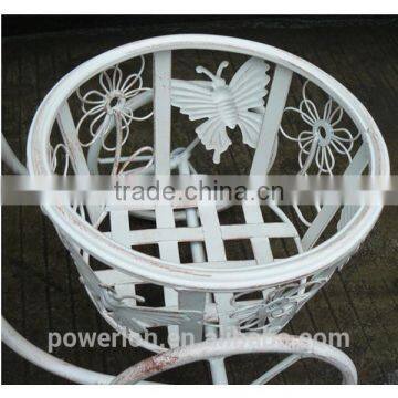 POWERLON Anti White Metal Bicycle Flower Plant Stand 2 Pots Vintage Style photo-3