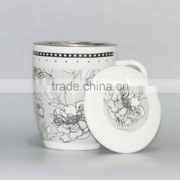 Porcelain Printed Tea and Coffee Mug With Lid and Filter photo-5
