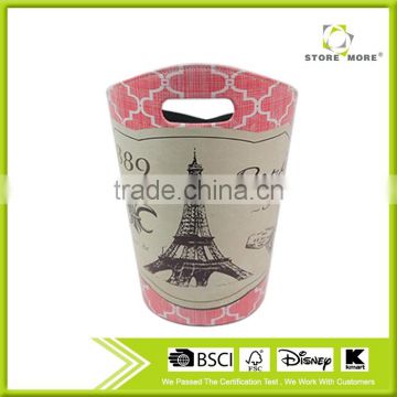 Eiffel Tower Printed Faux Leather trash can