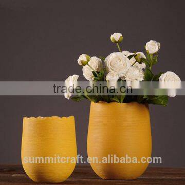 Modern Yellow Decorative Table Ware Pottery Vase photo-2