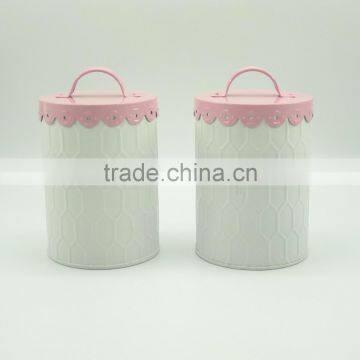 Powder-Coated Retro Metal Embossed Dianond Tea Coffee Sugar Storage Canister,Bread Bin,Cake Tin photo-3