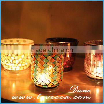 Hot Selling Romantic Tealight Glass Mosaic Candle Holder photo-5