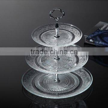 Crystal Glass Charge Plate With Metal Stand Rack Set for Wedding Party photo-2