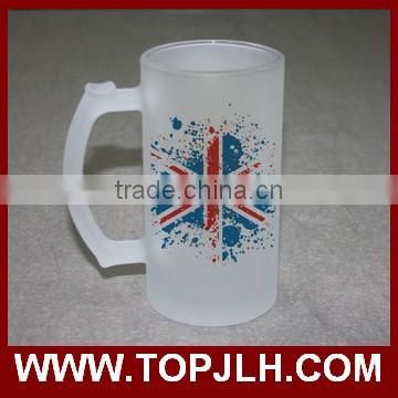 Cylinder shape glass beer cup with frosted surface