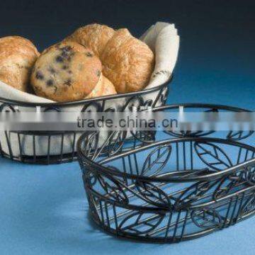 Leaf Design Wrought Iron Steel Bread Basket Bowl photo-2