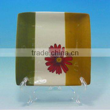 Hot sale USA square colorful ceramic plate for dessert