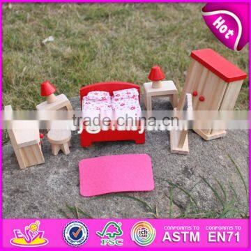 2017 New Design Children Toys Red Wooden Dolls House Furniture W06B053 photo-6