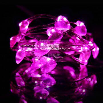 pink red heart valentine's day decoration battery operated silver wire romantic made in china decoration lights string