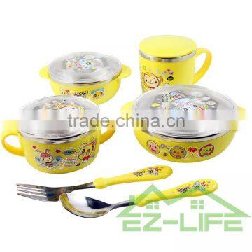 Baby Food Feeding Soup Bowls With Cup Spoon and Fork 6 Pcs/set Kids Dinnerware Set photo-4