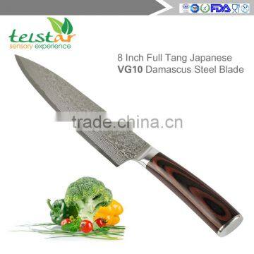 Wooden Handle Chef's Knife - Good Grips 8 Inch Full Tang Japanese VG10 Damascus Steel Blade photo-2