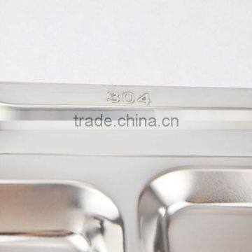 Stainless Steel Canteen Serving Tray /Dinner Fast Food Plate With 4 Compartments photo-4