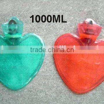 Heart design PVC Hot water bottle facotry with knitted cover