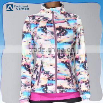 womens fitness sportwear manufacturer custom shaped printed yoga jackets