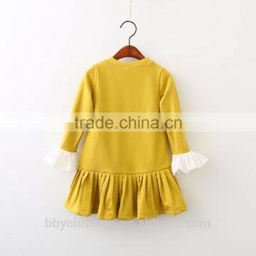 2017 Girls Dress Autumn Thin V Design Navy Dress Long Sleeved Girls Child Doll Dress photo-4