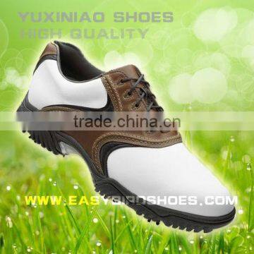 fashion brand name leather shoes sport men, business golf shoes men with spike on the grass