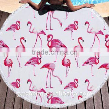 Factory Direct Sell Flamingo Round Beach Towel Superfine Fiber and Tassel 150CM photo-3
