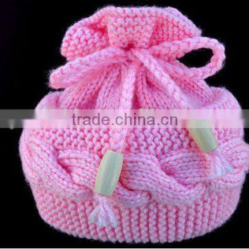Wholesale Pure Colors Winter Knitting Beanies Baby Kids Bowknot Crochet Hats photo-4