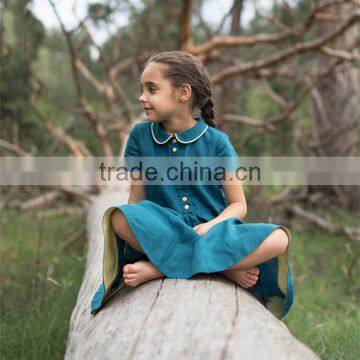 High Quality Washed Girl's Linen Dress Kids Linen Summer Dress photo-3