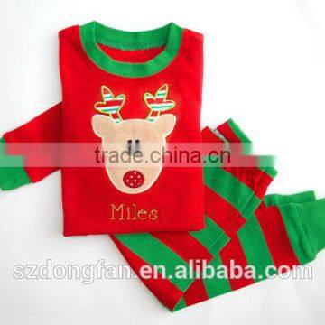 Christmas Pajamas Red and Green Stripe Unique Boy or Girl Names Monogram Personalized Set photo-3