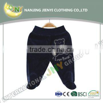Dark and Light Blue Warm Winter Baby Pants With Feet photo-4