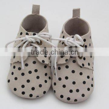 Popular genuine leather dots prints breathable oxford baby shoes