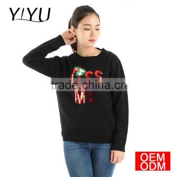 2017 winter ladies round neck kiss me knit christmas sweater