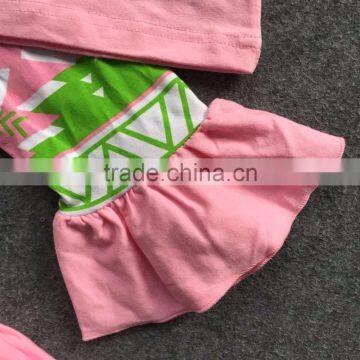 New Girls Spring Design Easter Design Short Sleeves Pink Bunny Shirt Aztec Capri With Matching Headband and Necklace Set photo-2