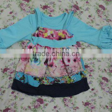 2017 Autumn New Style Wholesale Children's Boutique T-shirt Baby Girls Cute Floral Lace Long Sleeves Beautiful Top