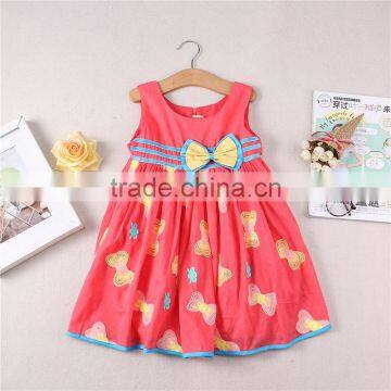 Wholesale sweet style animal pattern summer one piece cotton dress