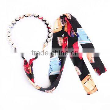 Beautiful Girl's Black Multicolor Fabric Imitation Pearl Acrylic Headband