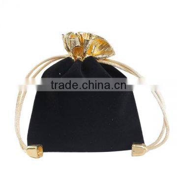 Velvet Jewelry Bags Drawstring Rectangle Black 12cm x9cm