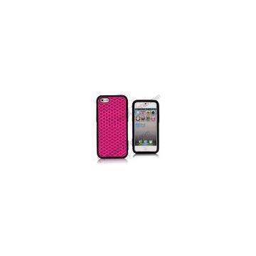 Vans Brand Waffle Sole Silicone Case For iPhone 5 With Black Edge(Black+Hot Pink)