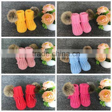 Wholesale 0-3-6-12 Month Rattle Booties Hand Crochet Infant Boots Baby Knitting Shoes