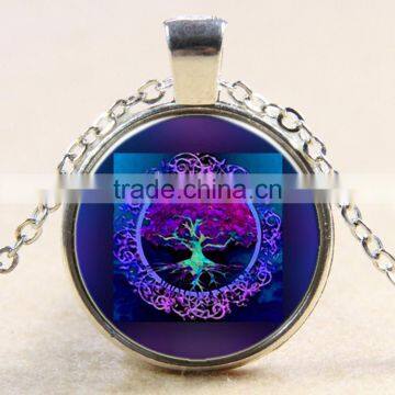 XP-TGN-LT-173 New Fashion Tree Life Time Charm Diy Image Glass Round Dome Cabochon Necklace In Glass