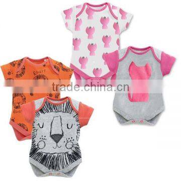 2016 cartoon lion cat short sleeve baby romper