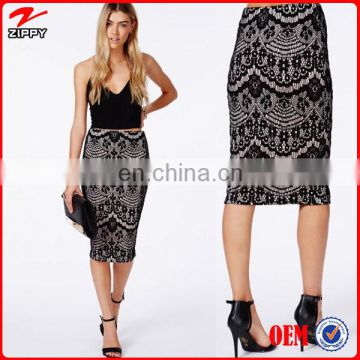 2014 Summer Sexy Pictures Of Mature Women With Black Lace Midi Skirt