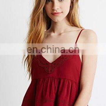 Sexy Woen Ladies Spagetti Straps Sleeveless Lace Red Top