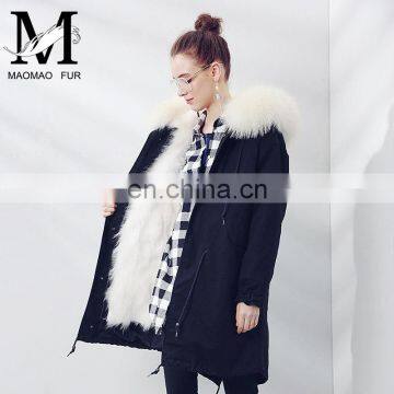 New Winter Design Genuine Raccoon Fur Collar Coat Women and Real Fox Fur Parka photo-6
