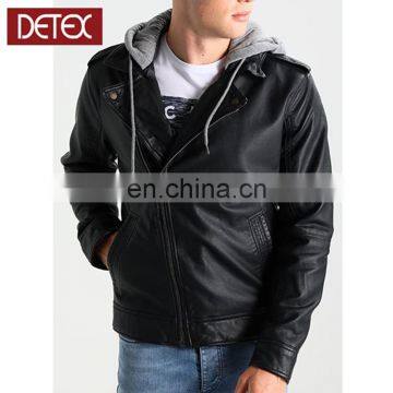 Good Quality Cheap Black Men Faux Leather Jacket