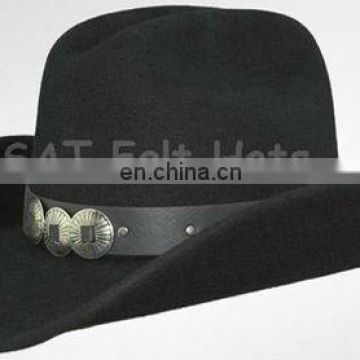 fashion cool black wool felt cowboy outdoor hat