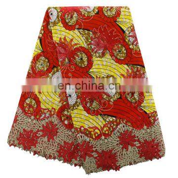 2016 Fashionbale African Ankara Mixed With French Net Lace for Women