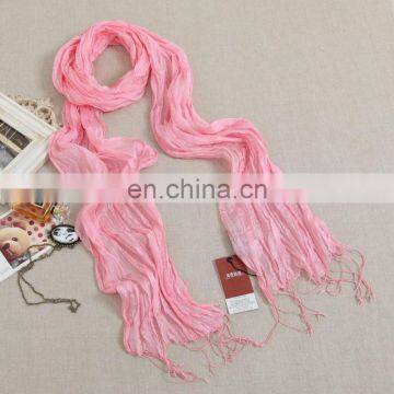 Women pure Silk Solid Color Long Ruffle Scarf With Friges(SD260L)