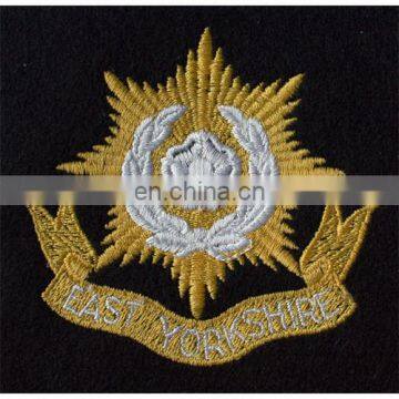 gold thread machine embroidery patch | machine embroidered patch