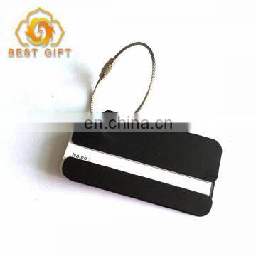 Custom Black Aluminum Luggage Tag With Wire Ring